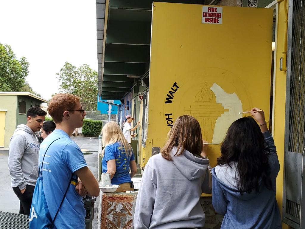 This is a photo of UCLA volunteers at Walt Whitman High School.