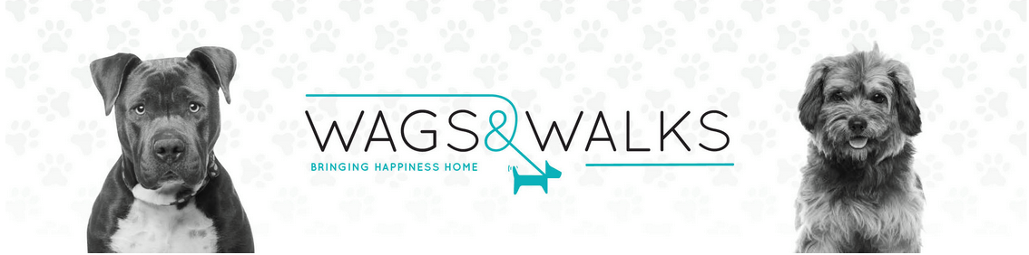 This is a logo for the non-profit organization, Wags & Walks.