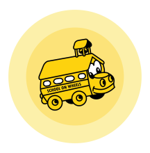 School On Wheels Logo with a Yellow Bus 
