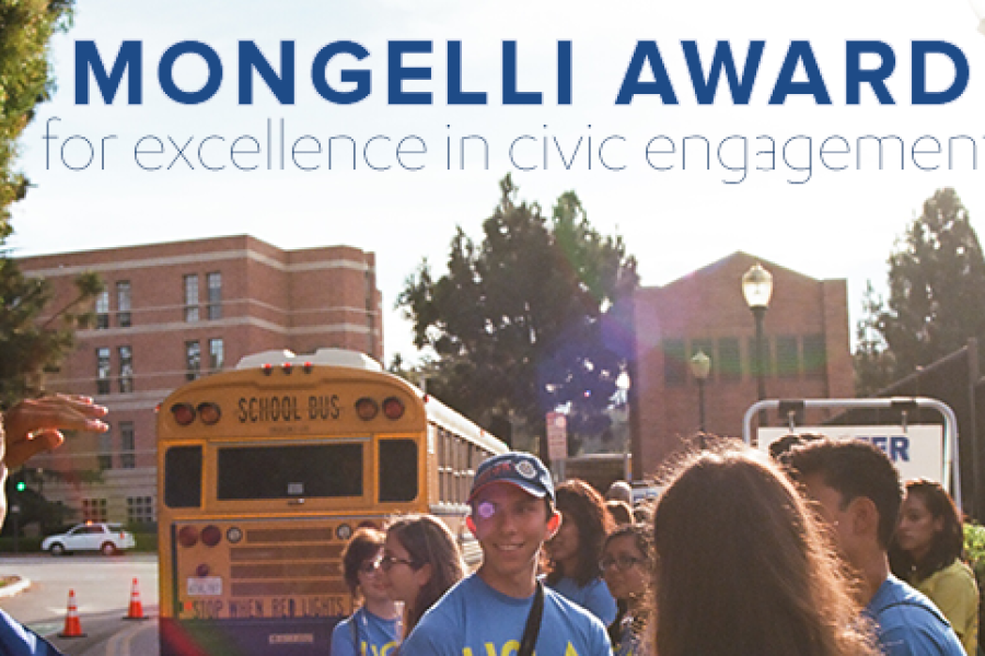 Mongelli Award, with volunteers on campus 