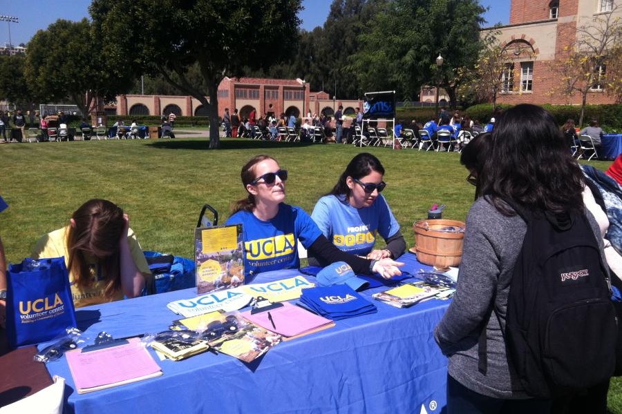 This is a photo of UCLA Volunteer Center students at an academics fair.