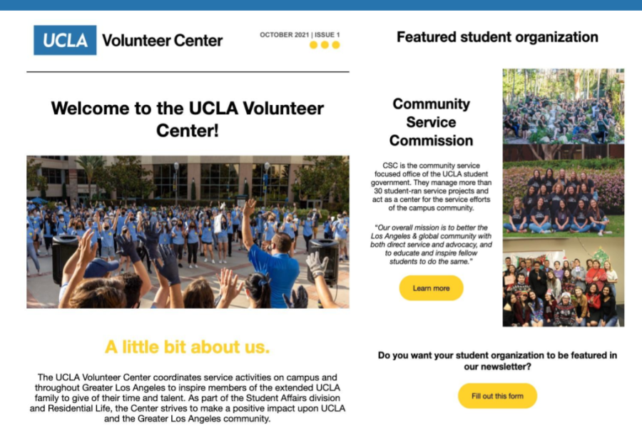 Issue 1 of the UCLA Volunteer Center Newsletter.